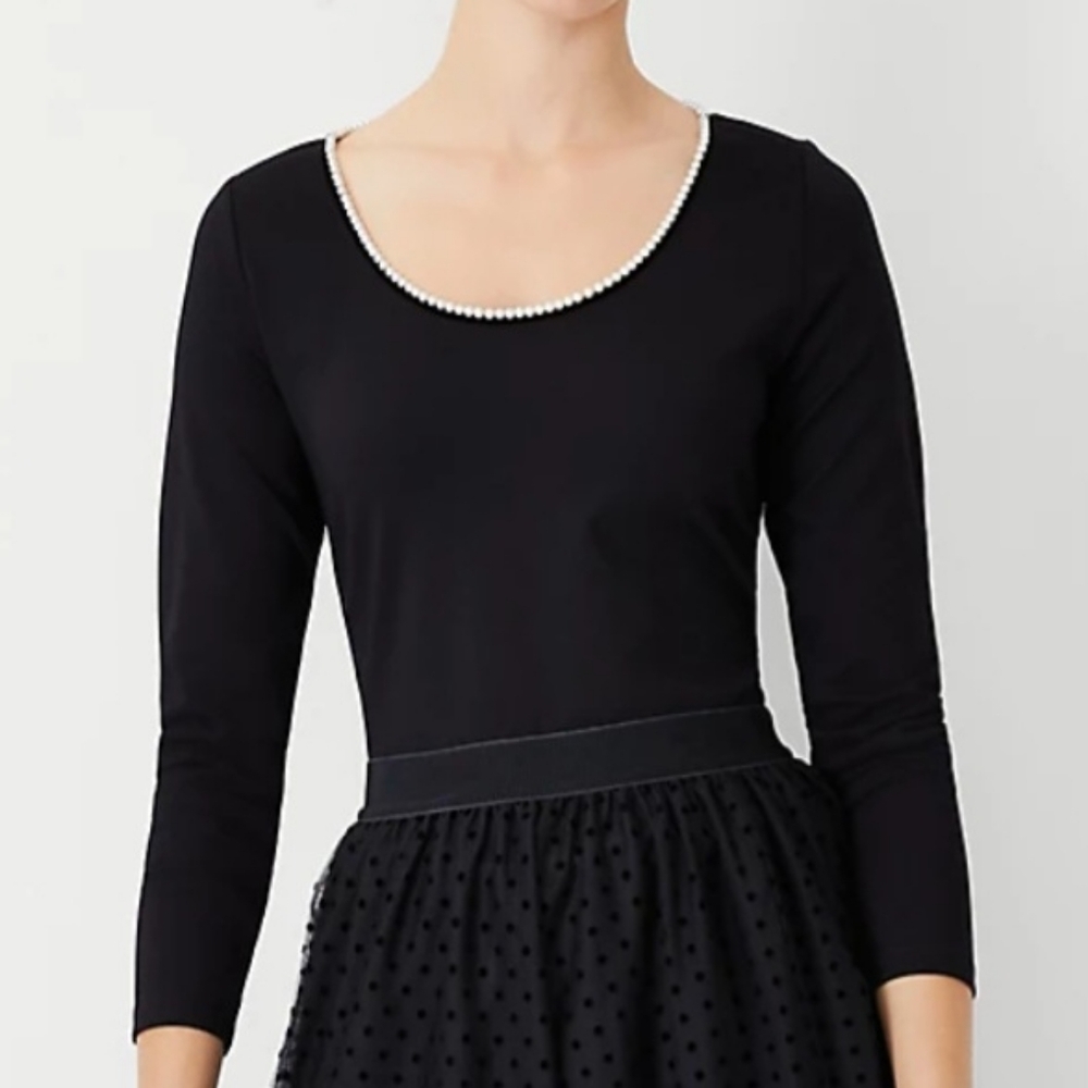 Pearlized Scoop Neck Top